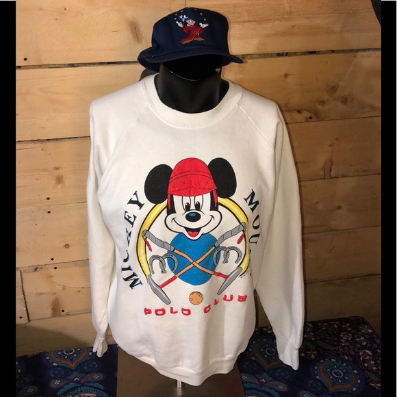 Classic 90s Mickey Mouse Polo Club Sweatshirt. XL - Picture 2 of 8